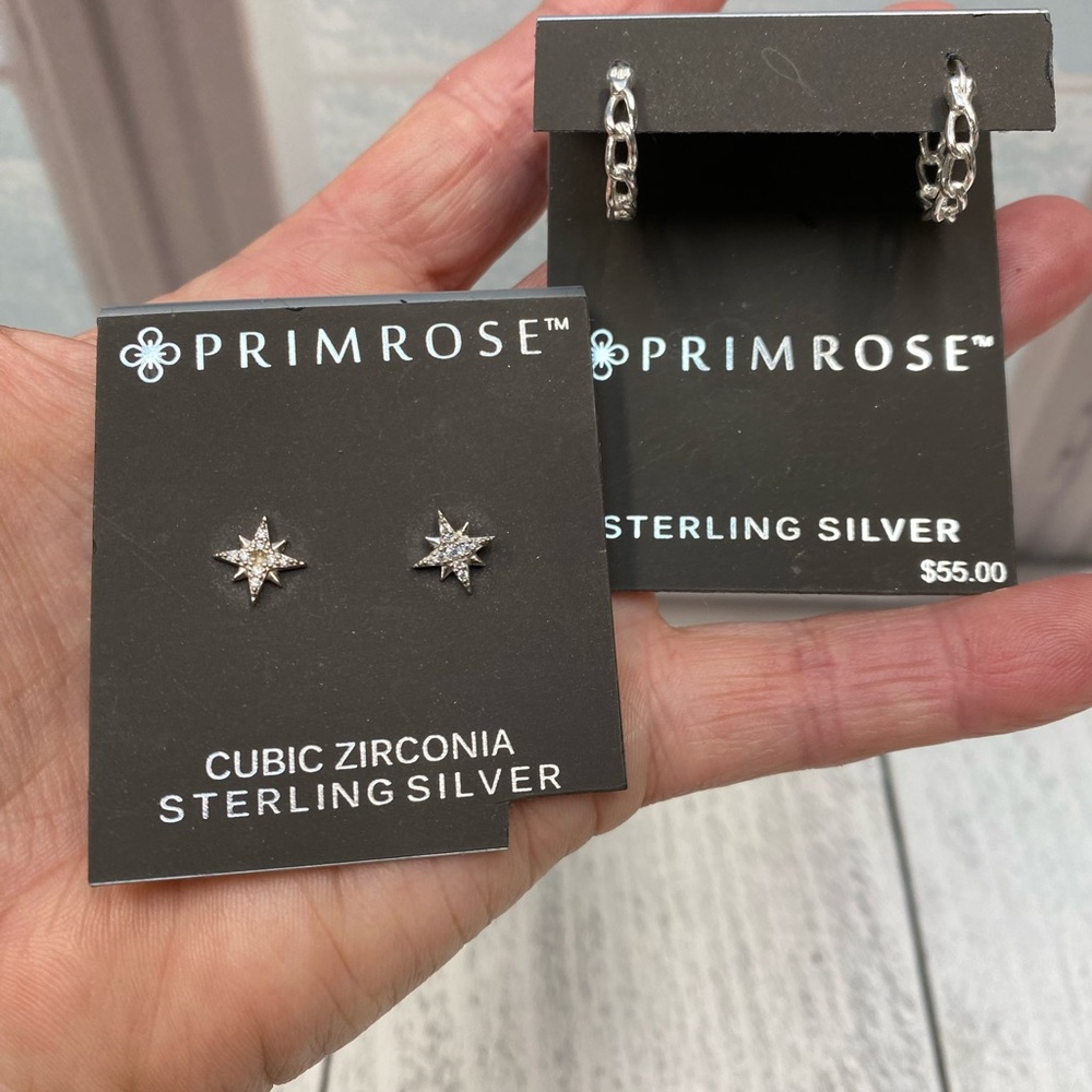 Lot of 2 New Primrose 925  Sterling Silver  Earrings for Pierced Ears